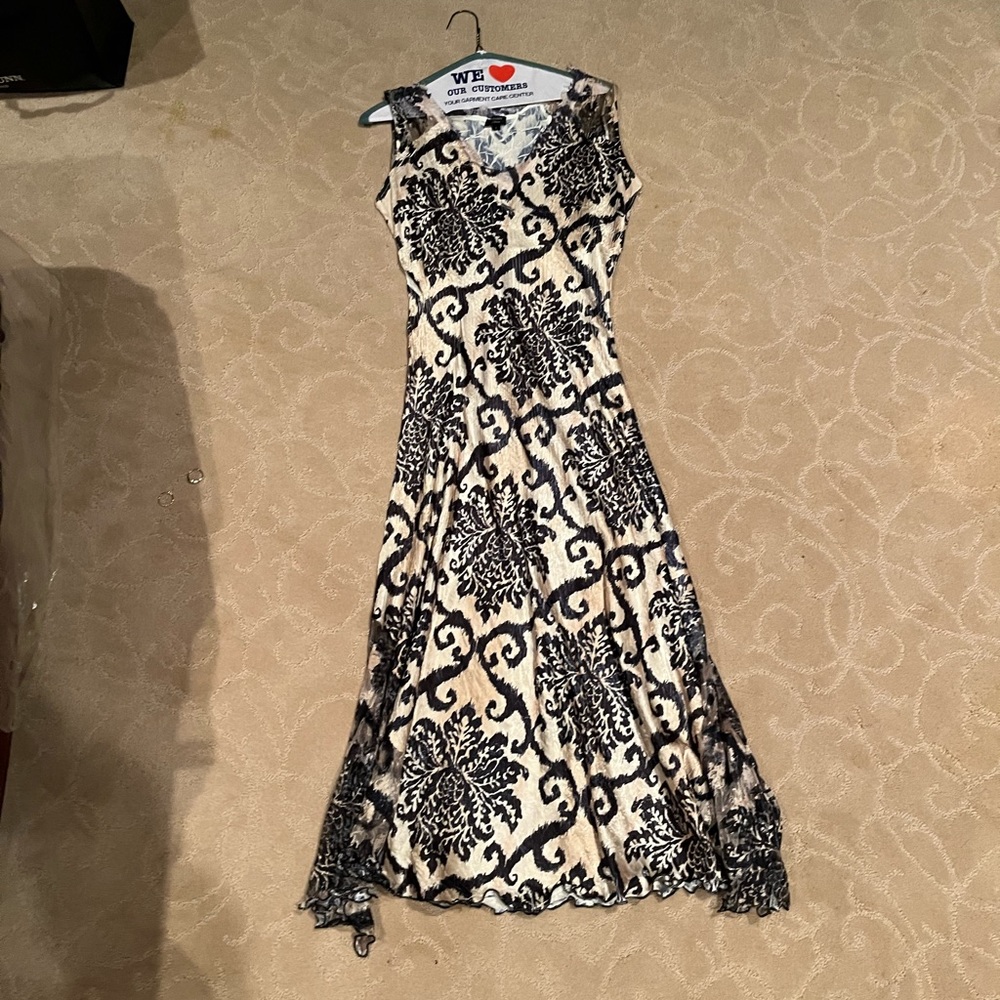 Black and cream floral long dress